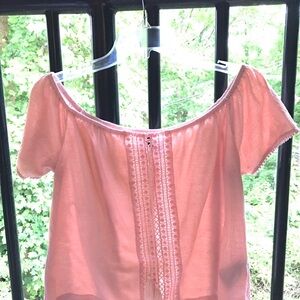Divided Pink Off-the-Shoulder Embellished Blouse